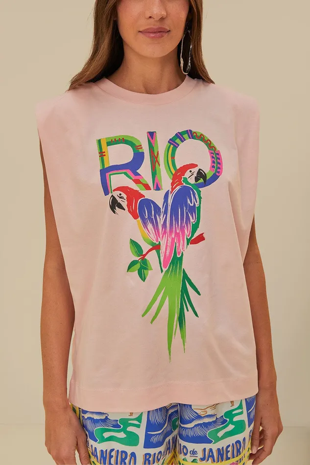 Pink Rio Shoulder Pad Organic Cotton TShirt Women Farm Rio TShirts