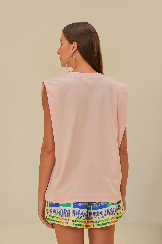 Pink Rio Shoulder Pad Organic Cotton TShirt Women Farm Rio TShirts