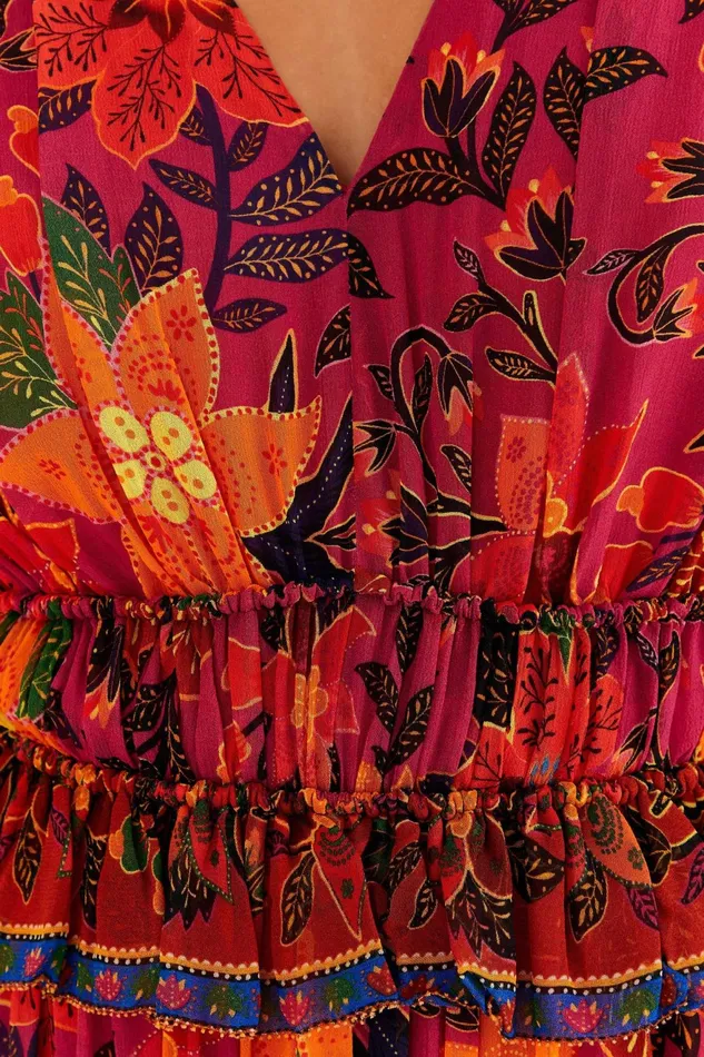 Pink Tropical Tapestry Mini Dress Women Farm Rio Mini Dresses