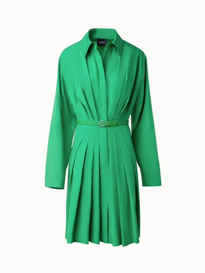 Pleated Cotton Shirt Dress Leaf Women Akris Dresses