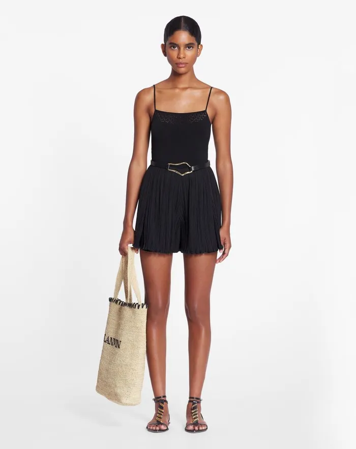 Pleated Shorts Black Women Lanvin Pants Pleated Shorts Black Women Lanvin Pants