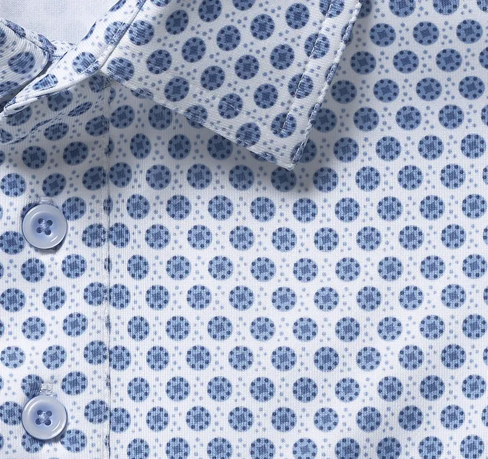 Polos and Tees XC4 Performance Polo WhiteBlue Dotted Circle Johnston and Murphy Men