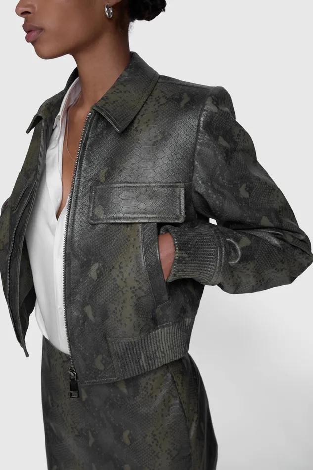 Rebecca Minkoff Astrid Snake Bomber Army Snake Women Outerwear