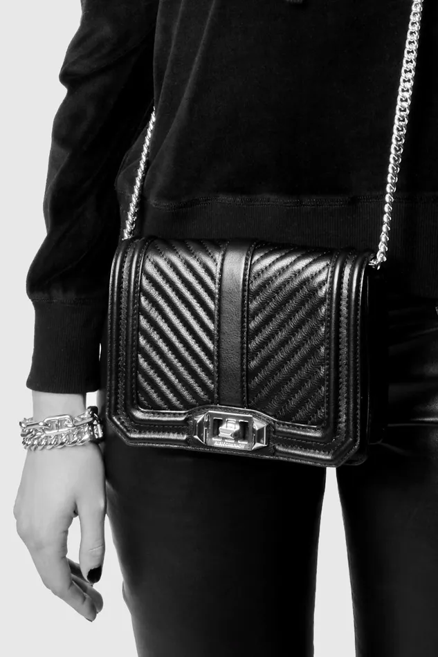 Rebecca Minkoff Chevron Quilted Small Love Crossbody Oyster Women Crossbody Bags