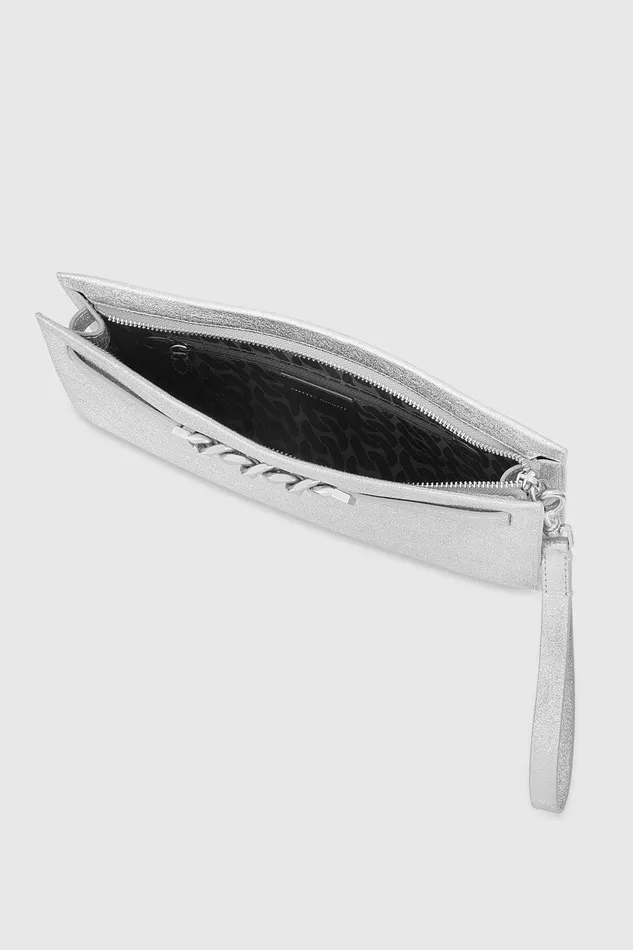 Rebecca Minkoff Curb Link Clutch Silver Women Clutches