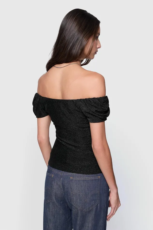 Rebecca Minkoff Devin Off Shoulder Top Black Women Tops