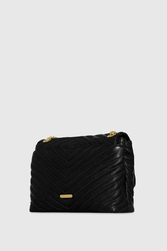 Rebecca Minkoff Edie Flap Shoulder Bag Blackantique Brass Women Shoulder Bags