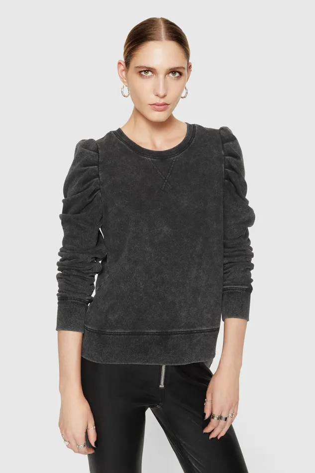 Rebecca Minkoff Janine Sweatshirt Acid Wash Black Women Sweaters and Sweatshirts