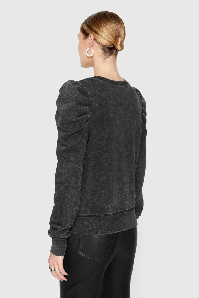 Rebecca Minkoff Janine Sweatshirt Acid Wash Black Women Sweaters and Sweatshirts