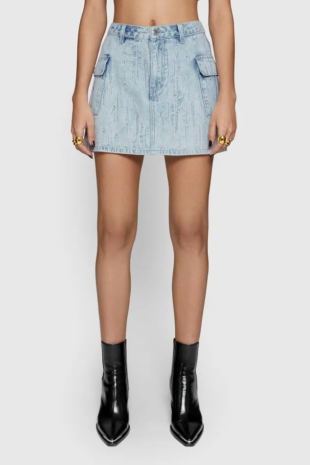 Rebecca Minkoff Jodie Denim Mini Skirt Mirage Women Bottoms