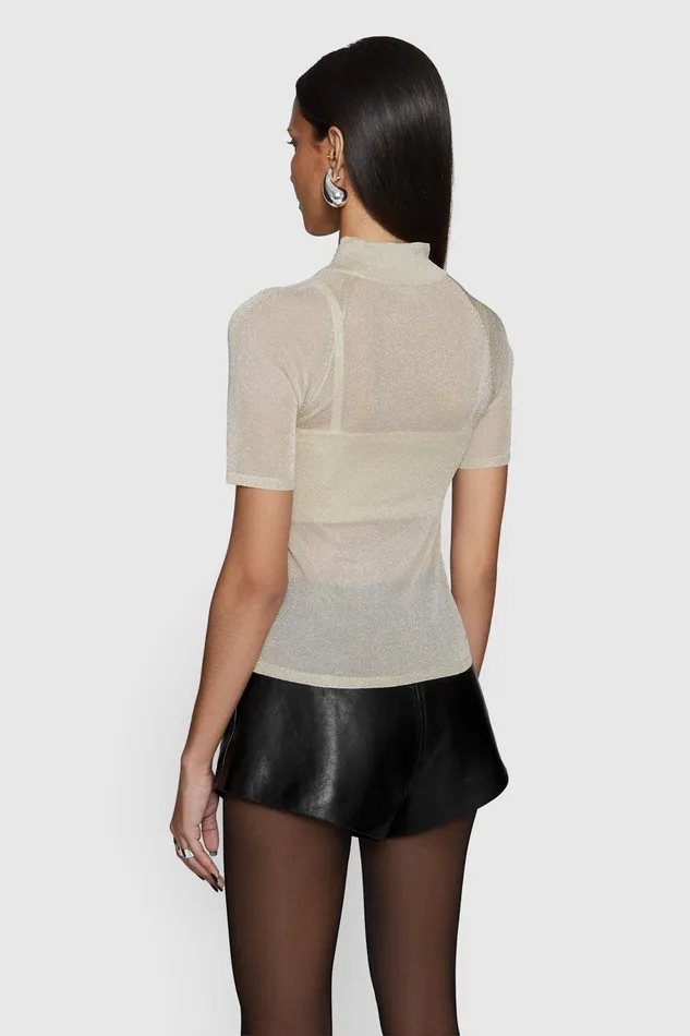 Rebecca Minkoff Leroy Sheer Set Gold Women Tops