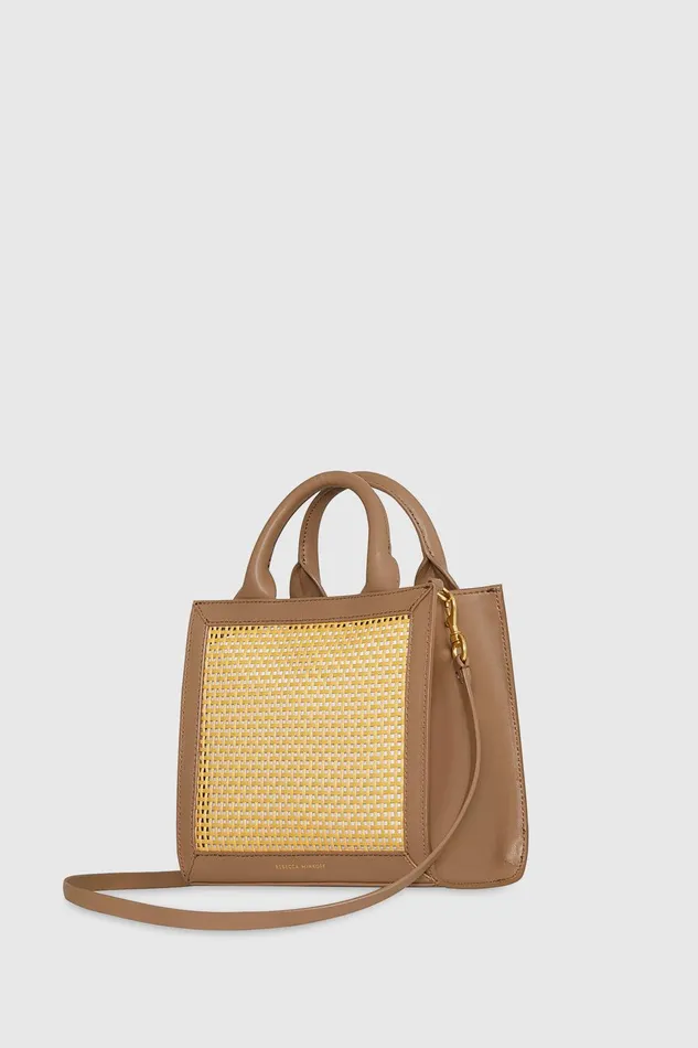 Rebecca Minkoff Megan Mini Tote Natural Strawsaddle Women Tote Bags