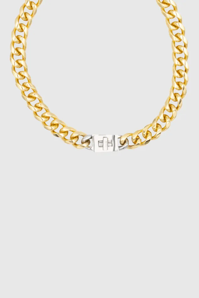 Rebecca Minkoff Padlock Curb Chain Collar Necklace Women Jewelry