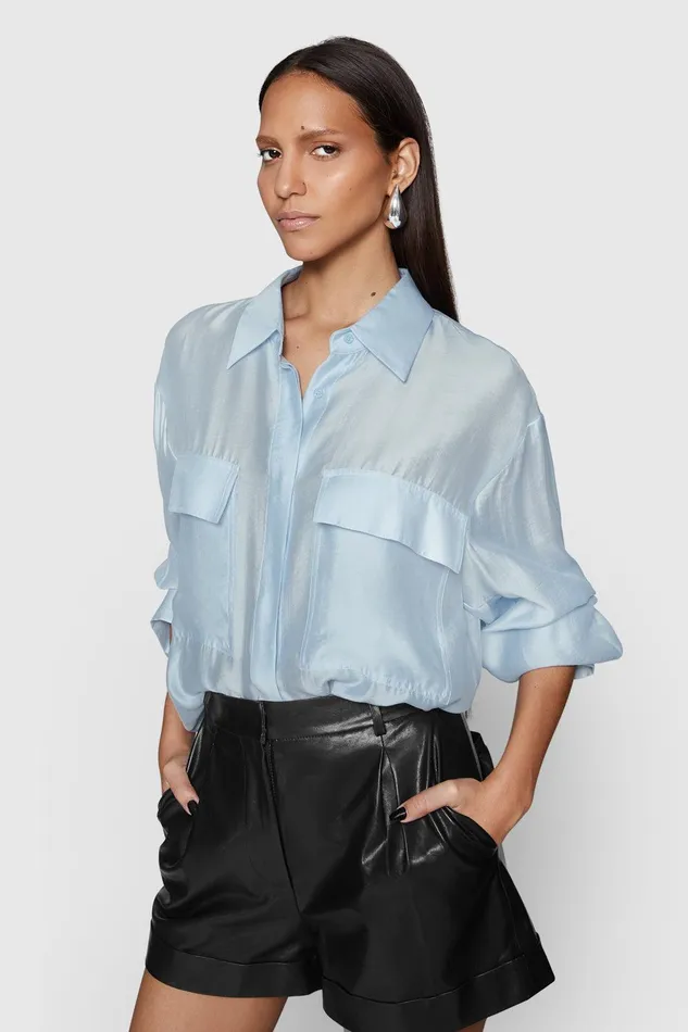 Rebecca Minkoff Paisley Sheer Top Sky Women Tops