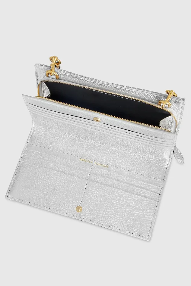 Rebecca Minkoff Soft Wallet On A Chain Silver Women Clutches
