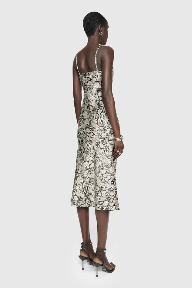 Rebecca Minkoff Verona Slip Dress Blackwhite Snake Women Dresses