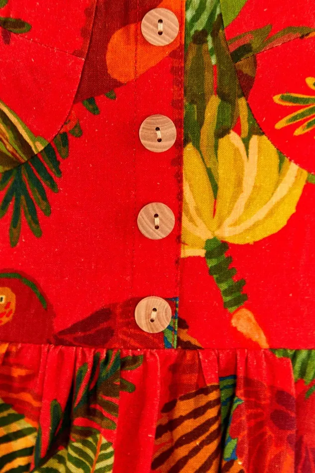 Red Forest Birds Mini Dress Women Farm Rio Mini Dresses