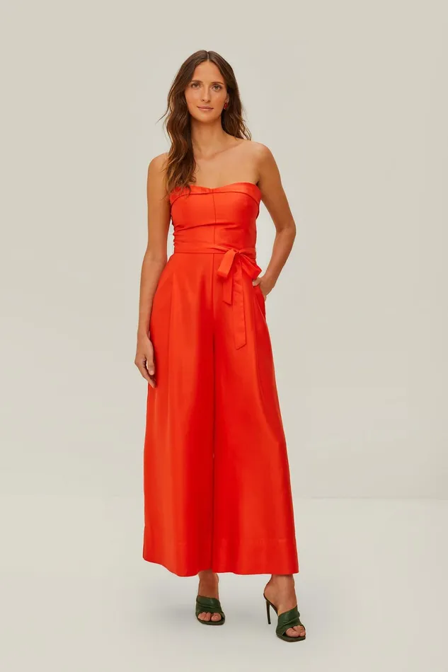 Red Strapless Jumpsuit Women Farm Rio Jumpsuits