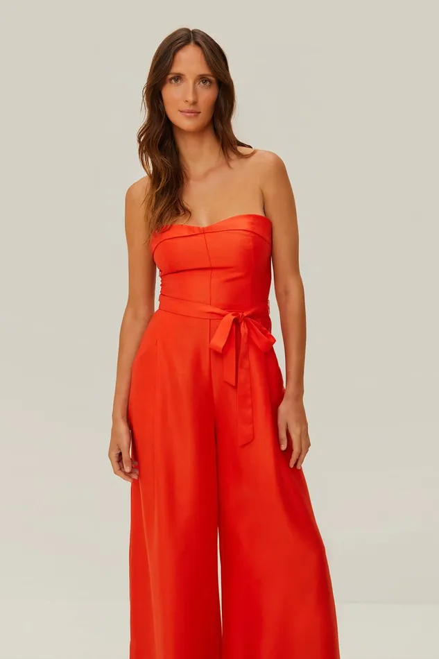 Red Strapless Jumpsuit Women Farm Rio Jumpsuits