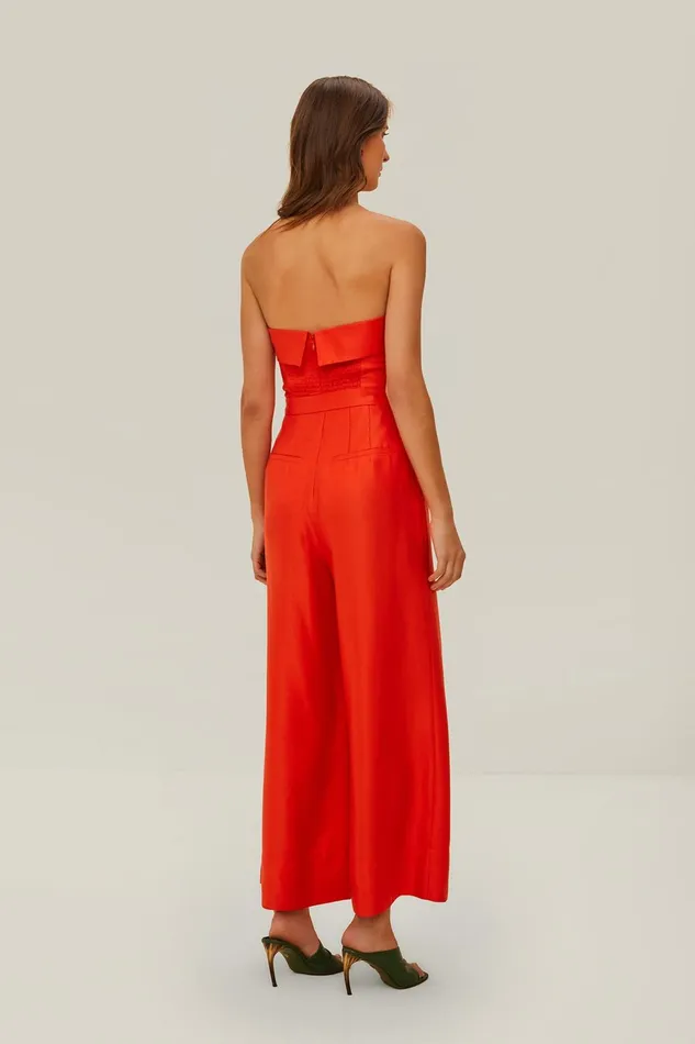 Red Strapless Jumpsuit Women Farm Rio Jumpsuits