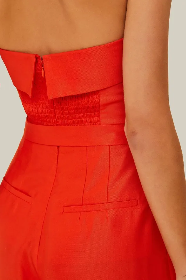 Red Strapless Jumpsuit Women Farm Rio Jumpsuits