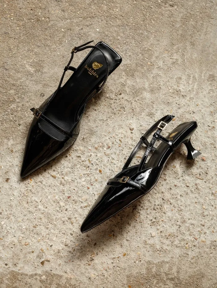 Reem Lacquered Black Women Bobbies Pumps and Mary Janes
