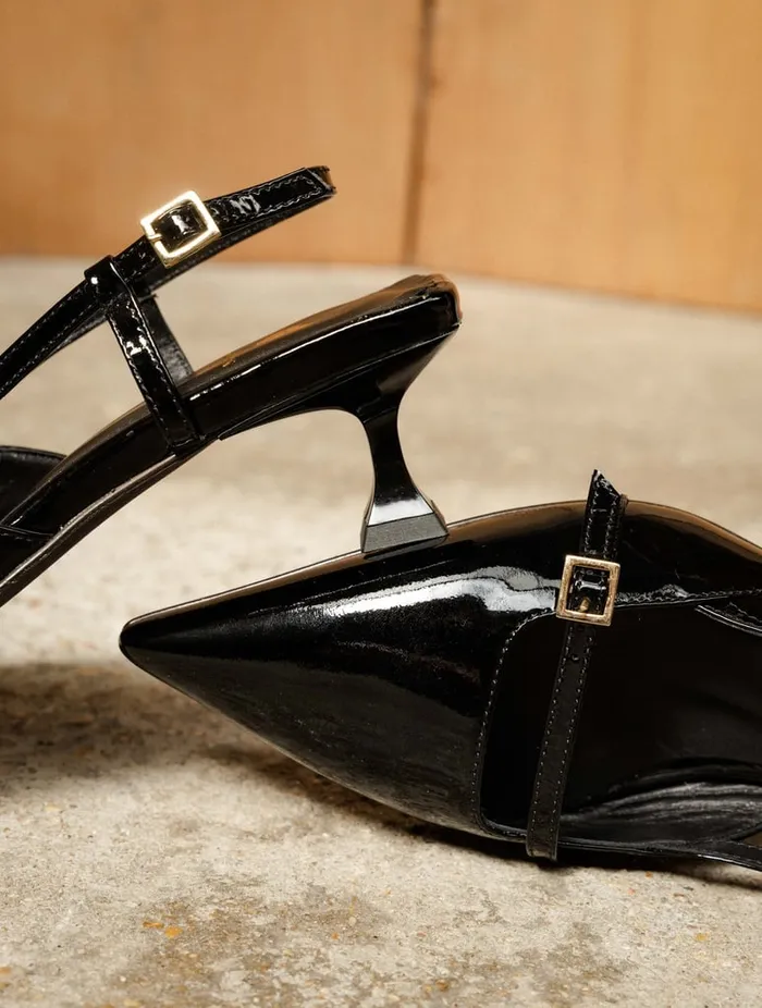 Reem Lacquered Black Women Bobbies Pumps and Mary Janes