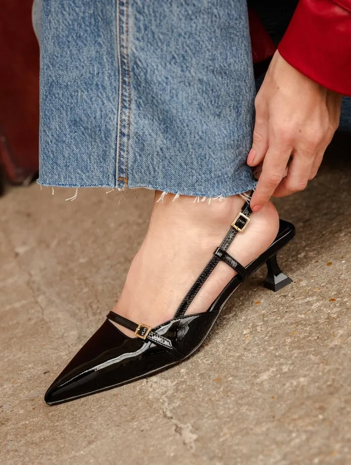 Reem Lacquered Black Women Bobbies Pumps and Mary Janes