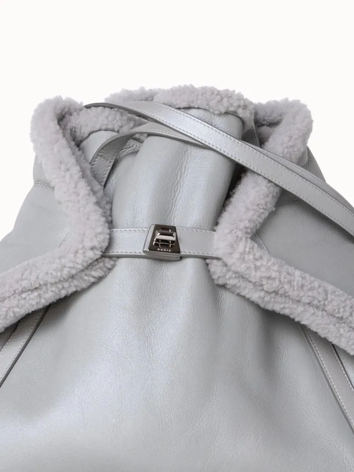 Reversible Medium Ai Shoulder Bag In Shearling Silver Met Women Akris Shoulder Bags