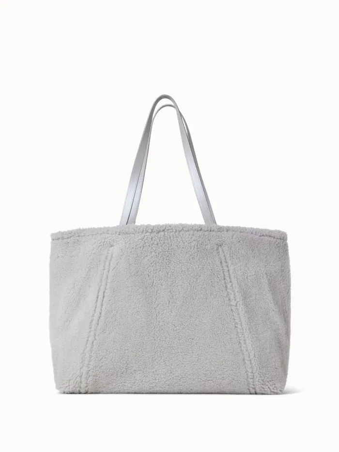 Reversible Medium Ai Shoulder Bag In Shearling Silver Met Women Akris Shoulder Bags