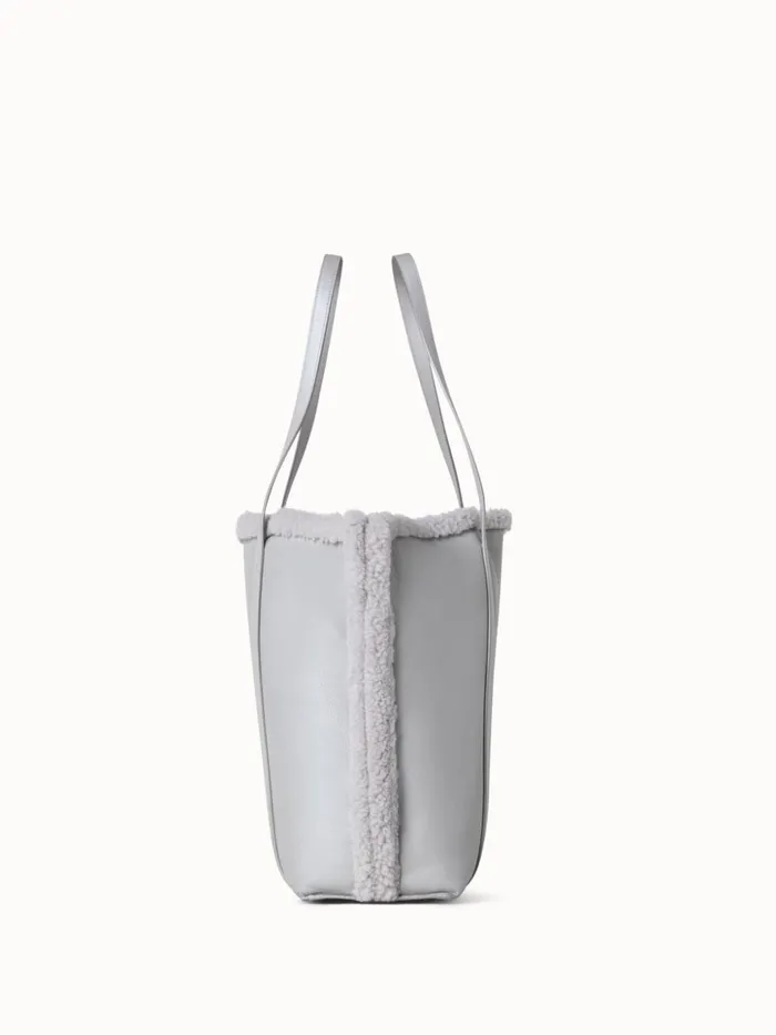 Reversible Medium Ai Shoulder Bag In Shearling Silver Met Women Akris Shoulder Bags