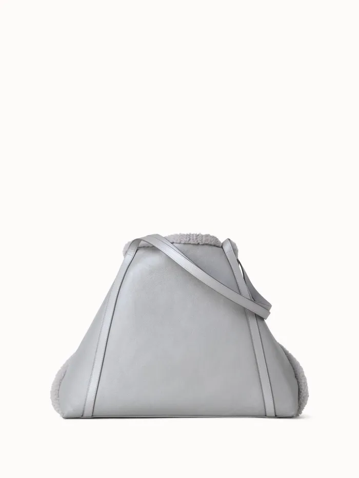 Reversible Medium Ai Shoulder Bag In Shearling Silver Met Women Akris Shoulder Bags