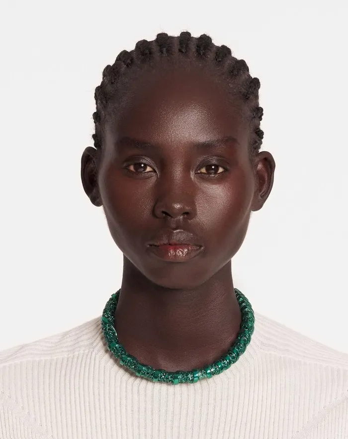 Rhinestone Melodie Choker Necklace Green Women Lanvin Jewelry