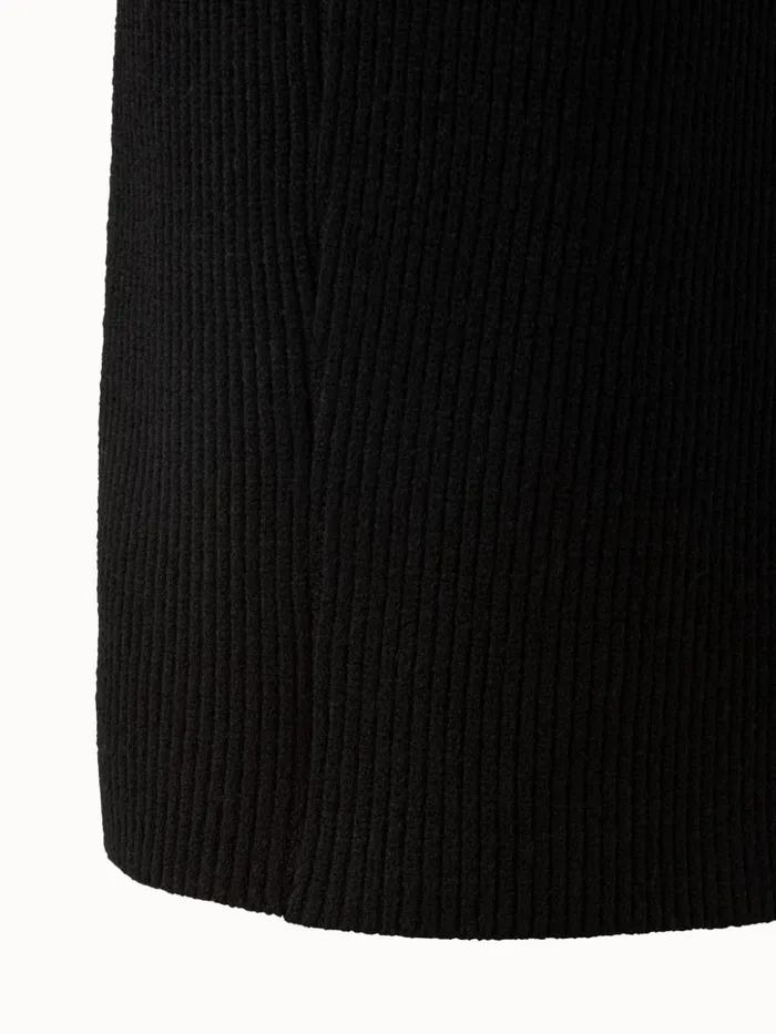 Ribbed Wool Stretch Knit Tube Skirt Black Women Akris Knitwear