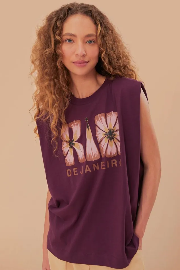 Rio De Janeiro Shoulder Pad Organic Cotton TShirt Women Farm Rio TShirts