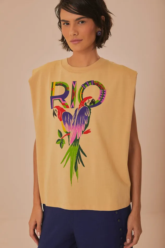 Sand Rio Shoulder Pad Organic Cotton TShirt Women Farm Rio TShirts