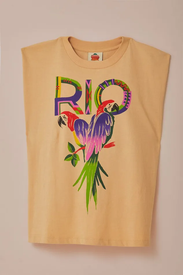 Sand Rio Shoulder Pad Organic Cotton TShirt Women Farm Rio TShirts