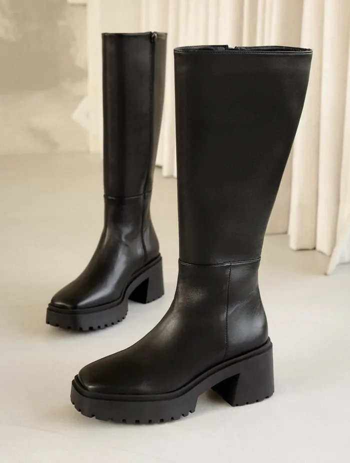 Sandra Passion Black Women Bobbies Knee High Boots