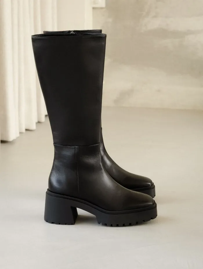Sandra Passion Black Women Bobbies Knee High Boots