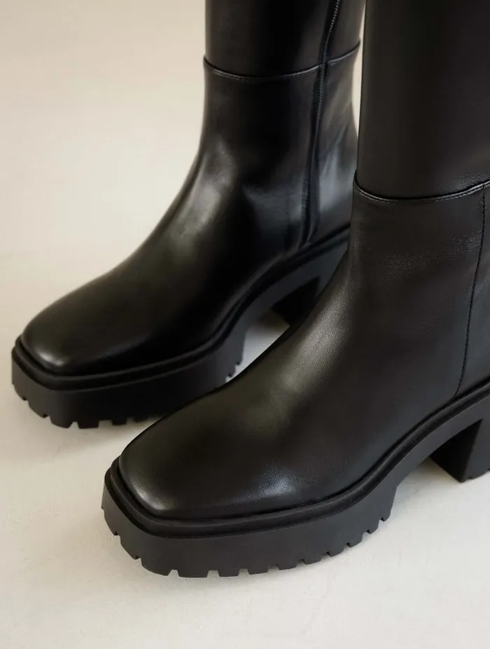 Sandra Passion Black Women Bobbies Knee High Boots