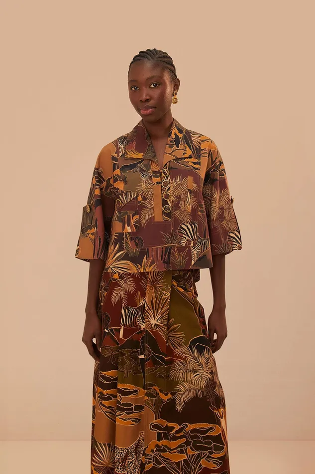 Savana Dream Caramel Utility Blouse Women Farm Rio Blouses