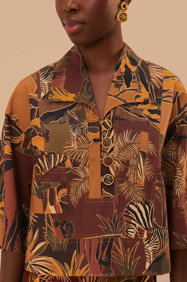Savana Dream Caramel Utility Blouse Women Farm Rio Blouses