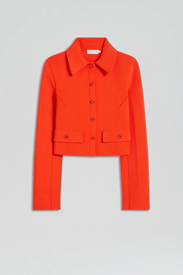 Scanlan Theodore CREPE KNIT CROP BUTTON JACKET CRAYON Women Jackets Scanlan Theodore CREPE KNIT CROP BUTTON JACKET CRAYON Women Jackets