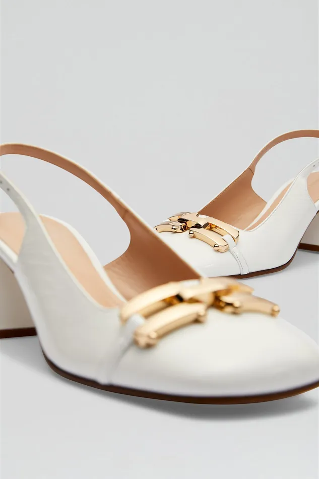 Scanlan Theodore GOLD TRIM SLINGBACK 55 WHITE Women Shoes Scanlan Theodore GOLD TRIM SLINGBACK 55 WHITE Women Shoes