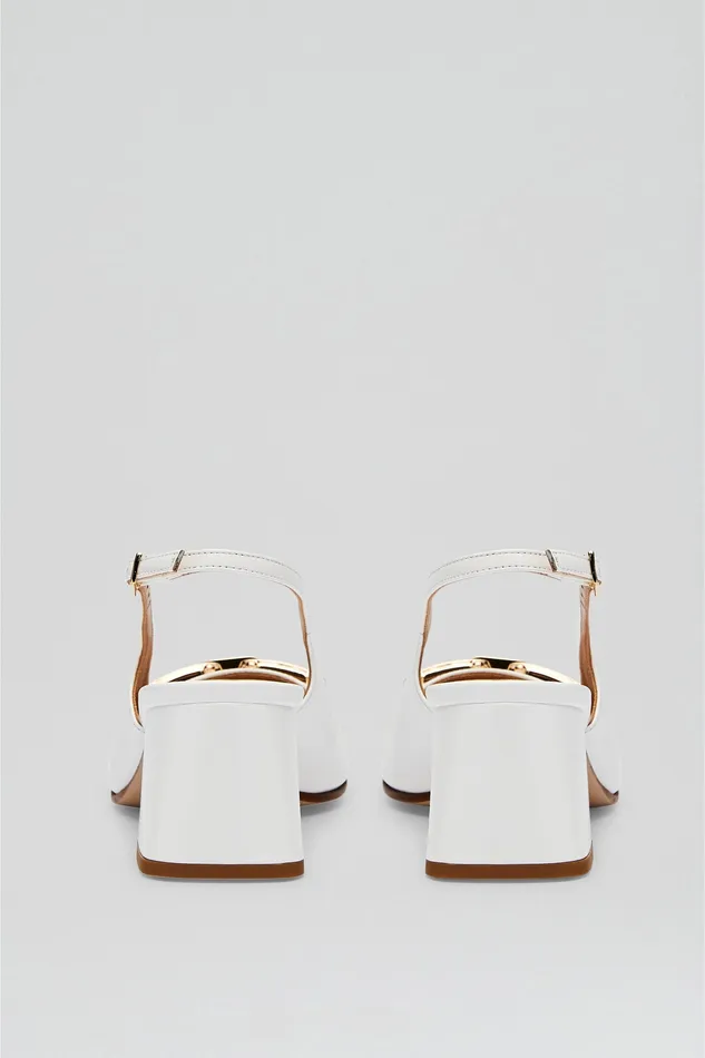 Scanlan Theodore GOLD TRIM SLINGBACK 55 WHITE Women Shoes Scanlan Theodore GOLD TRIM SLINGBACK 55 WHITE Women Shoes