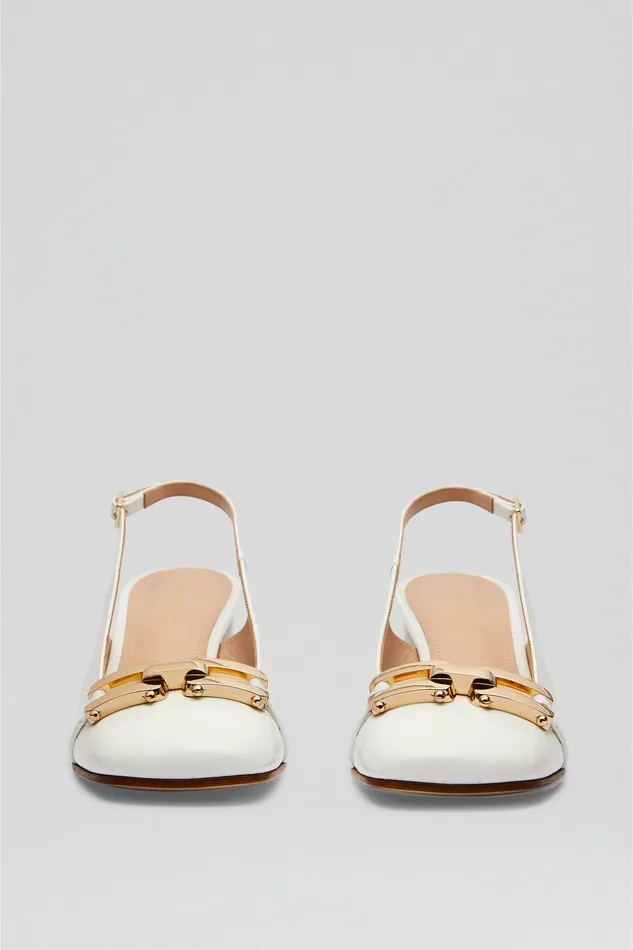 Scanlan Theodore GOLD TRIM SLINGBACK 55 WHITE Women Shoes Scanlan Theodore GOLD TRIM SLINGBACK 55 WHITE Women Shoes