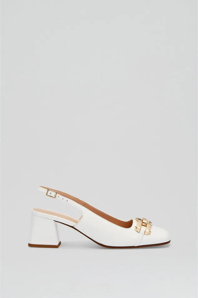 Scanlan Theodore GOLD TRIM SLINGBACK 55 WHITE Women Shoes Scanlan Theodore GOLD TRIM SLINGBACK 55 WHITE Women Shoes