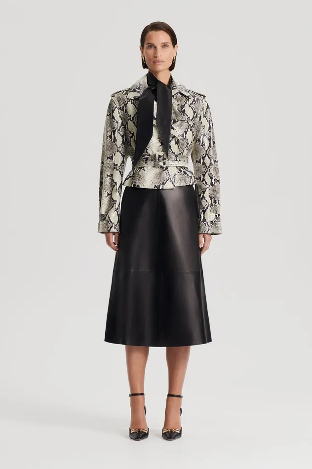 Scanlan Theodore Jackets Women LEATHER REPTILE TRENCH STONE