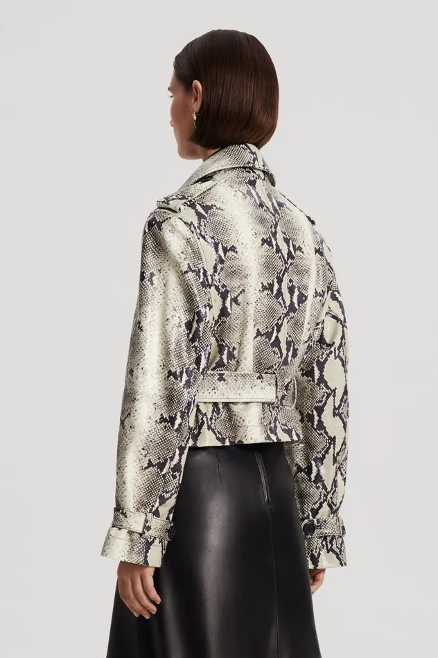 Scanlan Theodore Jackets Women LEATHER REPTILE TRENCH STONE Scanlan Theodore Jackets Women LEATHER REPTILE TRENCH STONE