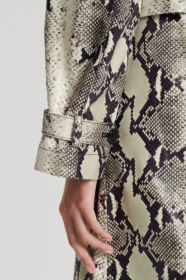 Scanlan Theodore Jackets Women LEATHER REPTILE TRENCH STONE Scanlan Theodore Jackets Women LEATHER REPTILE TRENCH STONE